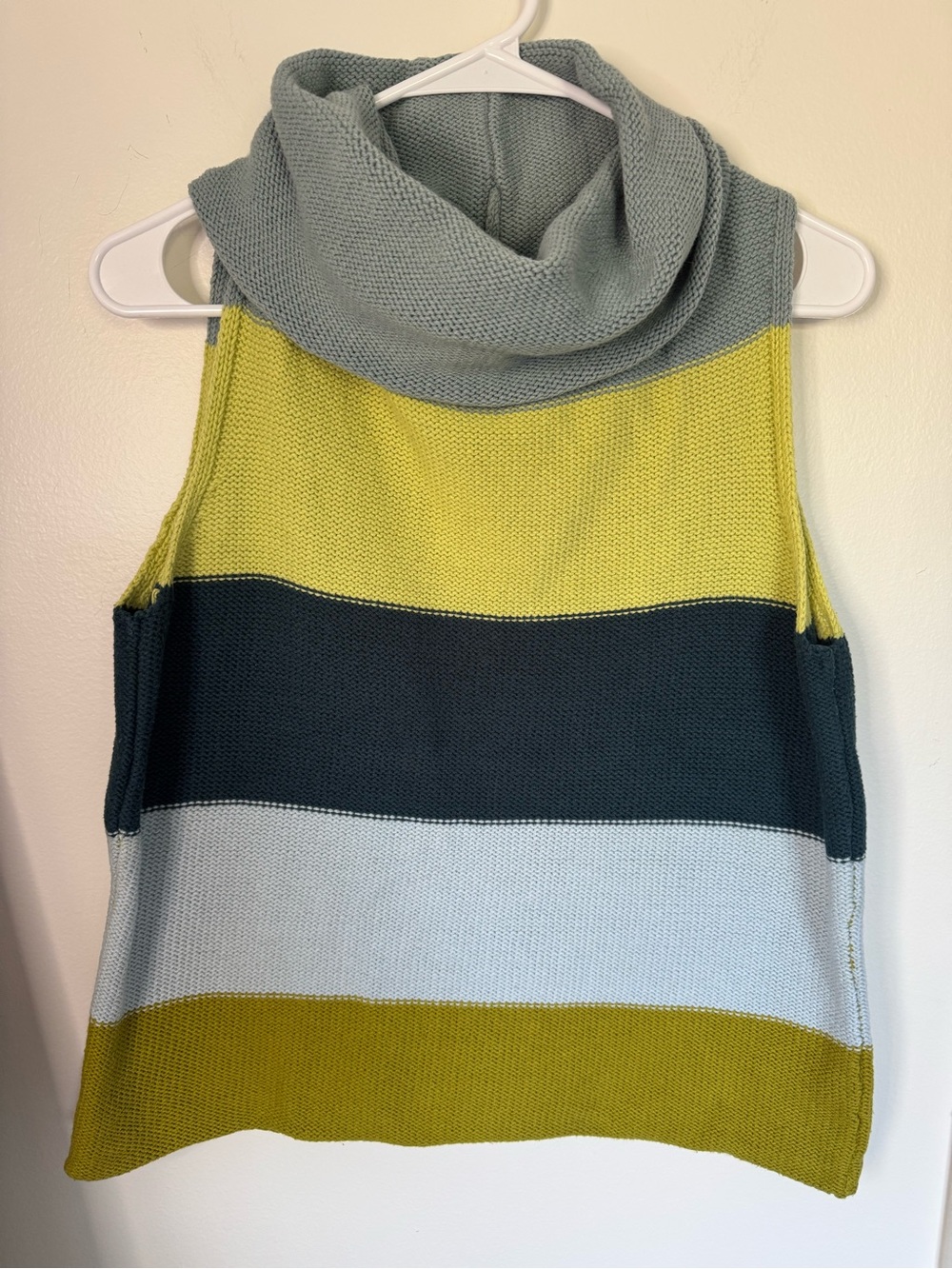 Banana Republic Colorblock Knit Cowl Neck Sweater Vest Large Cotton Blend